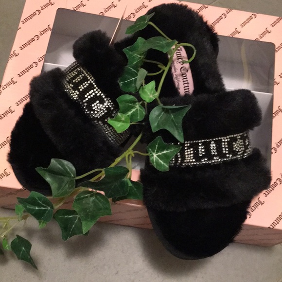 💎🖤💎Juicy couture Black Rhinestone slippers🖤💎 - Picture 2 of 9